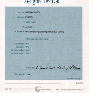 buy TestDaF Certificate online